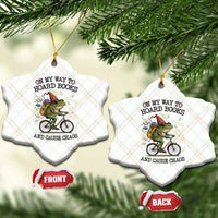 Funny Frog Meme Ceramic Ornament On My Way to Hoard Books and Cause Chaos - Wonder Print Shop