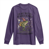 Funny Frog Meme Long Sleeve Shirt On My Way to Hoard Books and Cause Chaos - Wonder Print Shop