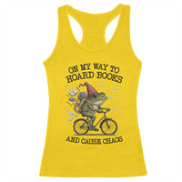 Funny Frog Meme Racerback Tank Top On My Way to Hoard Books and Cause Chaos - Wonder Print Shop