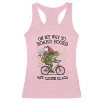 Funny Frog Meme Racerback Tank Top On My Way to Hoard Books and Cause Chaos - Wonder Print Shop