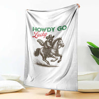 Howdy Go Lucky Throw Blanket Cowboy Raccoon St Patrick's Day