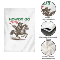 Howdy Go Lucky Garden Flag Cowboy Raccoon St Patrick's Day