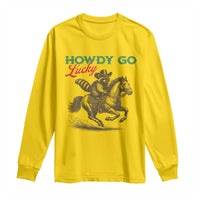 Howdy Go Lucky Long Sleeve Shirt Cowboy Raccoon St Patrick's Day