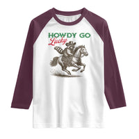 Howdy Go Lucky Raglan Shirt Cowboy Raccoon St Patrick's Day