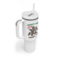 Howdy Go Lucky Tumbler With Handle Cowboy Raccoon St Patrick's Day