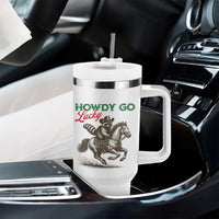 Howdy Go Lucky Tumbler With Handle Cowboy Raccoon St Patrick's Day