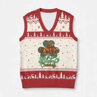 Lucky Cowboy Western V-Neck Knit Sweater Vest Funny St Patrick's Day
