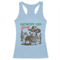 Howdy Go Lucky Racerback Tank Top Funny Corgi St Patrick's Day