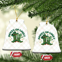 Howdy Go Lucky Ceramic Ornament Green Cowboy Boots St Patrick's Day