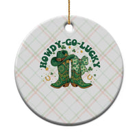 Howdy Go Lucky Ceramic Ornament Green Cowboy Boots St Patrick's Day