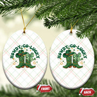Howdy Go Lucky Ceramic Ornament Green Cowboy Boots St Patrick's Day