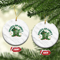Howdy Go Lucky Ceramic Ornament Green Cowboy Boots St Patrick's Day
