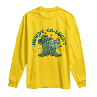 Howdy Go Lucky Long Sleeve Shirt Green Cowboy Boots St Patrick's Day