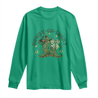 Howdy Go Lucky Long Sleeve Shirt Green Cowboy Boots St Patrick's Day