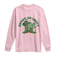 Howdy Go Lucky Long Sleeve Shirt Green Cowboy Boots St Patrick's Day
