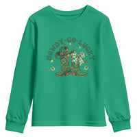 Howdy Go Lucky Youth Sweatshirt Green Cowboy Boots St Patrick's Day