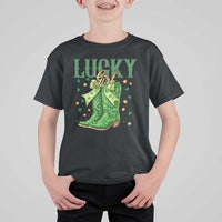 Cowboy St Patrick's Day T Shirt For Kid Lucky Girl Boots