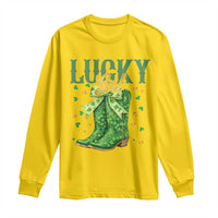 Cowboy St Patrick's Day Long Sleeve Shirt Lucky Girl Boots