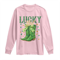 Cowboy St Patrick's Day Long Sleeve Shirt Lucky Girl Boots