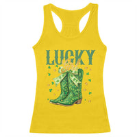 Cowboy St Patrick's Day Racerback Tank Top Lucky Girl Boots