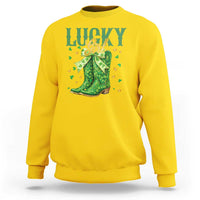 Cowboy St Patrick's Day Sweatshirt Lucky Girl Boots