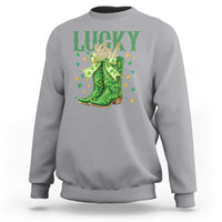 Cowboy St Patrick's Day Sweatshirt Lucky Girl Boots