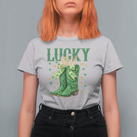 Cowboy St Patrick's Day T Shirt For Women Lucky Girl Boots