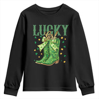Cowboy St Patrick's Day Youth Sweatshirt Lucky Girl Boots