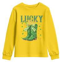 Cowboy St Patrick's Day Youth Sweatshirt Lucky Girl Boots