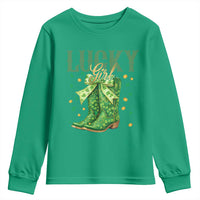 Cowboy St Patrick's Day Youth Sweatshirt Lucky Girl Boots
