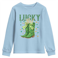 Cowboy St Patrick's Day Youth Sweatshirt Lucky Girl Boots