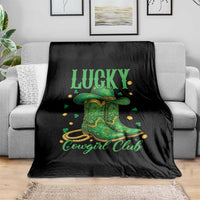 Lucky Cowgirl Club Throw Blanket Western Irish Cowboy St Patrick Day