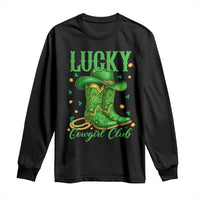 Lucky Cowgirl Club Long Sleeve Shirt Western Irish Cowboy St Patrick Day