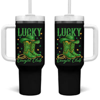Lucky Cowgirl Club Tumbler With Handle Western Irish Cowboy St Patrick Day