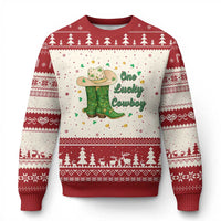 One Lucky Cowboy Ugly Christmas Sweater Western Irish Cowboy St Patrick Day