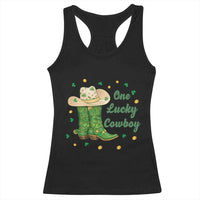 One Lucky Cowboy Racerback Tank Top Western Irish Cowboy St Patrick Day