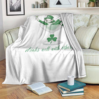 Drink Well With Others Throw Blanket Funny Leprechaun Drinking Green Beer Shamrock