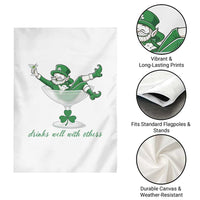 Drink Well With Others Garden Flag Funny Leprechaun Drinking Green Beer Shamrock