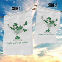 Drink Well With Others Garden Flag Funny Leprechaun Drinking Green Beer Shamrock