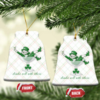 Drink Well With Others Ceramic Ornament Funny Leprechaun Drinking Green Beer Shamrock