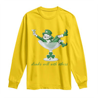 Drink Well With Others Long Sleeve Shirt Funny Leprechaun Drinking Green Beer Shamrock