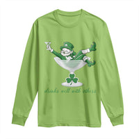 Drink Well With Others Long Sleeve Shirt Funny Leprechaun Drinking Green Beer Shamrock