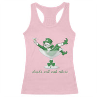 Drink Well With Others Racerback Tank Top Funny Leprechaun Drinking Green Beer Shamrock