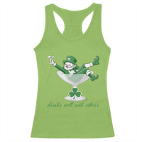 Drink Well With Others Racerback Tank Top Funny Leprechaun Drinking Green Beer Shamrock