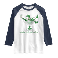 Drink Well With Others Raglan Shirt Funny Leprechaun Drinking Green Beer Shamrock
