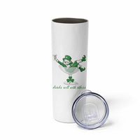 Drink Well With Others Skinny Tumbler Funny Leprechaun Drinking Green Beer Shamrock