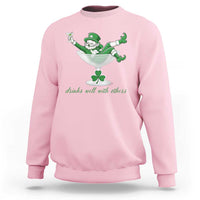 Drink Well With Others Sweatshirt Funny Leprechaun Drinking Green Beer Shamrock