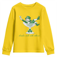Drink Well With Others Youth Sweatshirt Funny Leprechaun Drinking Green Beer Shamrock