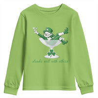 Drink Well With Others Youth Sweatshirt Funny Leprechaun Drinking Green Beer Shamrock