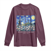 He is Risen Long Sleeve Shirt Christian Easter Starry Night Van Gogh